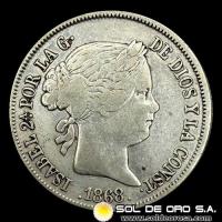 NA2 - ESPAÑA - 40 CENTIMOS, 1868 - ISABEL II - MONEDA DE PLATA