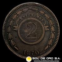 NUMIS - MONEDA DEL PARAGUAY - 2 CENTESIMOS - 1870 - MONEDA DE COBRE