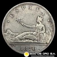 NA2 - ESPAÑA - 5 PESETAS, 1870 - GOBIERNO PROVISIONAL - MONEDA DE PLATA