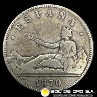 NA2 - ESPAÑA - 5 PESETAS, 1870 - GOBIERNO PROVISIONAL - MONEDA DE PLATA