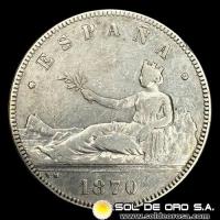 NA2 - ESPAÑA - 5 PESETAS, 1870 - GOBIERNO PROVISIONAL - MONEDA DE PLATA