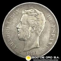 NA2 - ESPANHA - 5 PESETAS - 1871 - ESTRELLAS: 18-73 - AMADEO I REY DE ESPANHA - MONEDA DE PLATA