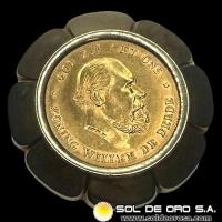 HOLANDA - 10 GULDEN, WILLEM III - 1875 - ENGARCE DE ORO 14K - MONEDA DE ORO