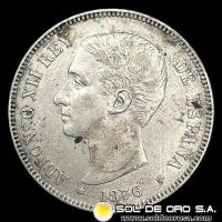 NA2 - ESPAÑA - 5 PESETAS, 1876 - ALFONSO XII REY - MONEDA DE PLATA 