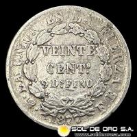 NA1 - BOLIVIA - 20 CENTAVOS, 1877 - MONEDA DE PLATA