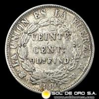 NA1 - BOLIVIA - 20 CENTAVOS, 1880 - MONEDA DE PLATA