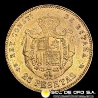 ESPAÑA - 25 PESETAS, 1880 - ALFONSO XII - MONEDA DE ORO