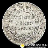NA1 - BOLIVIA - 20 CENTAVOS, 1881 - MONEDA DE PLATA