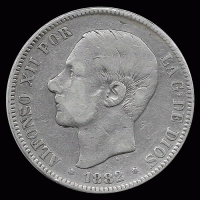 	NA2 - ESPANHA - 5 PESETAS - 1882 (81) - ALFONSO XII REY - MONEDA DE PLATA