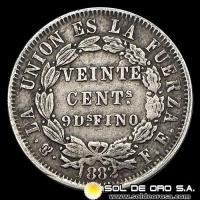 NA1 - BOLIVIA - 20 CENTAVOS, 1882 - MONEDA DE PLATA