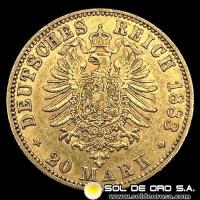 ALEMANIA - 20 MARK - WILHELM DEUTSCHER KAISER KONIG V. PREUSSEN - 1883 - MONEDA DE ORO