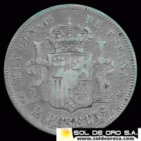 NA2 - ESPANHA - 2 PESETAS - 1884 - ALFONSO XII REY - MONEDA DE PLATA