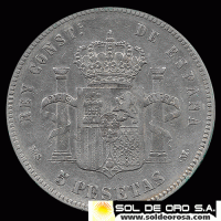 NA2 - ESPANHA - 5 PESETAS - 1885 (87) - ALFONSO XII REY - MONEDA DE PLATA