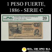 NUMIS - BILLETES DEL PARAGUAY - 1886 - UN PESO FUERTE (MC91.b) - FIRMAS: JOSE URDAPILLETA - J.E. SAGUIER - EL BANCO NACIONAL DEL PARAGUAY