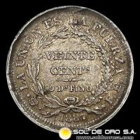 NA1 - BOLIVIA - 20 CENTAVOS, 1887 - MONEDA DE PLATA