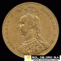 INGLATERRA - SOVEREIGN, LIBRA INGLESA, 1887 - MONEDA DE ORO