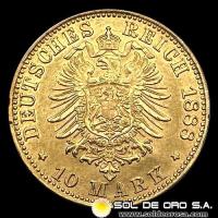 ALEMANIA - 10 MARK - FRIEDRICH DEUTSCHER KONIG V. PREUSSEN - 1888 - MONEDA DE ORO