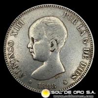 NA2 - ESPAÑA - 5 PESETAS, 1888 - ALFONSO XIII REY DE ESPAÑA - MONEDA DE PLATA