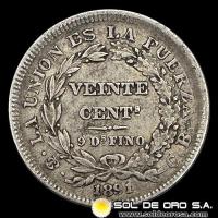 NA1 - BOLIVIA - 20 CENTAVOS, 1891 - MONEDA DE PLATA