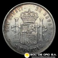 NA2 - ESPAÑA - 5 PESETAS, 1891 - ALFONSO XIII REY DE ESPAÑA - MONEDA DE PLATA