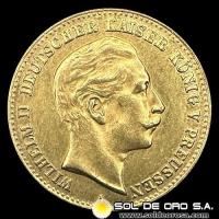 ALEMANIA - 10 MARK - WILHELM II DEUTSCHER KAISER KONIG V. PREUSSEN - 1895 - MONEDA DE ORO