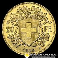 FRANCIA - REPUBLIQUE FRANCAISE - 20 FRANCOS, TIPO ANGEL ESCRIBIENDO - 1898 - MONEDA DE ORO