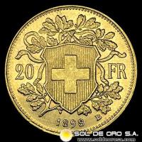 FRANCIA - REPUBLIQUE FRANCAISE - 20 FRANCOS, TIPO ANGEL ESCRIBIENDO, 1898 - MONEDA DE ORO