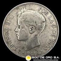 NA2 - ESPAÑA - 5 PESETAS, 1898 - ALFONSO XIII REY DE ESPAÑA - MONEDA DE PLATA