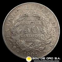 NA1 - BOLIVIA - 50 CENTAVOS, 1904 - MONEDA DE PLATA