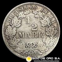 NA1 - ALEMANIA - 1/2 MARK, 1907 - MONEDA DE PLATA