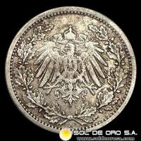 NA1 - ALEMANIA - 1/2 MARK, 1905 - MONEDA DE PLATA
