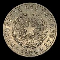 NUMIS - MONEDAS DEL PARAGUAY - 20 CENTAVOS, 1908 - MONEDA DE COBRE Y NIQUEL