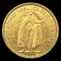 HUNGRIA - 20 KORONA, 1908 - MONEDA DE ORO