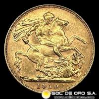 INGLATERRA - SOVEREIGN, LIBRA INGLESA (EDUARDO VII) - 1910 - MONEDA DE ORO