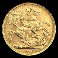 INGLATERRA - SOVEREIGN, LIBRA INGLESA (EDUARDO VII) - 1910 - MONEDA DE ORO