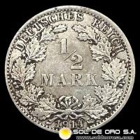 NA1 - ALEMANIA - 1/2 MARK, 1914 - MONEDA DE PLATA