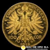 AUSTRIA - 100 CORONAS, 1915 - MONEDA DE ORO