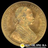 AUSTRIA - 4 DUCADOS, 1915 - MONEDA DE ORO