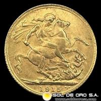 INGLATERRA - SOVEREIGN, LIBRA INGLESA (GEORGE V) - 1915 - MONEDA DE ORO