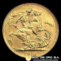INGLATERRA - SOVEREIGN (GEORGE V), LIBRA INGLESA, 1916 - MONEDA DE ORO
