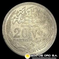 NA3 - EGIPTO - 20 PIASTRES, 1917 - MONEDA DE PLATA