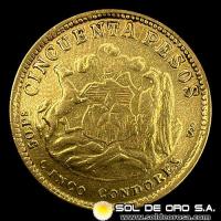 CHILE - 50 PESOS, 1926 - MONEDA DE ORO