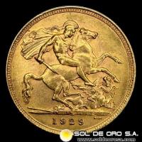 INGLATERRA - SOVEREIGN (GEORGE V), LIBRA INGLESA, 1929 - MONEDA DE ORO