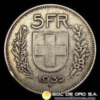 NA4 - SUIZA - 5 FRANCS, 1932 - MONEDA DE PLATA