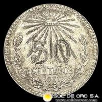 NA4 - MEXICO - 50 CENTAVOS, 1937 - MONEDA DE PLATA