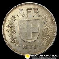 NA4 - SUIZA - 5 FRANCS, 1939 - MONEDA DE PLATA