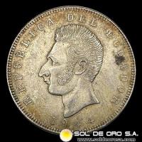 NA2 - REPUBLICA DE ECUADOR - 5 SUCRES, 1944 - MONEDA DE PLATA