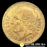 REPUBLICA DE MEXICO - 2,50 PESOS, 1945 - MONEDA DE ORO