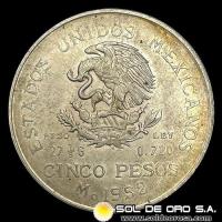 NA4 - MEXICO - 5 PESOS, 1952 - HIDALGO - MONEDA DE PLATA