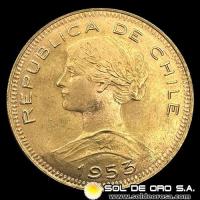 REPUBLICA DE CHILE - 100 PESOS - 1953 - MONEDA DE ORO